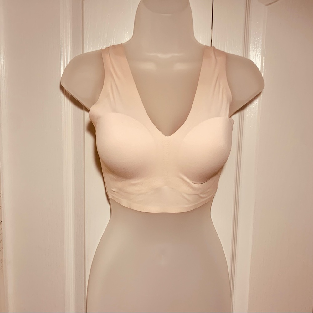 True & Co V-Neck Bra Small S Light Pink Blush Removable Cups